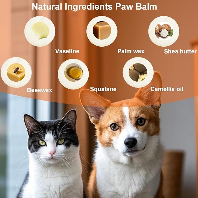 Paw Balm Dogs Lick Safe Dog Nose Balm for Dry Nose, Dog Paw Protector and Healing for Dry, Cracked Feet and Nose, All-Natural Cat Paw Balm Care for Pet's Paws and Nose from Snow, Salt, Sand, Ice 2 oz