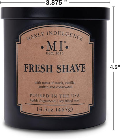 Manly Indulgence Fresh Shave Scented Candles for Men, 2 Wick, 16.5 oz, Premium Soy Blend Wax, 60H Burn, Candles for Home Scented - Made in The USA