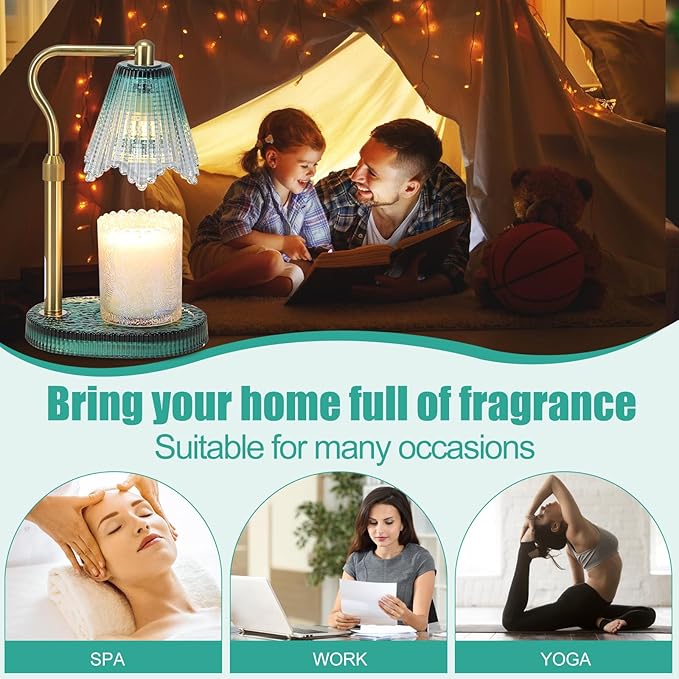 Candle Warmer Lamp with Height Adjustment - Electric Wax Melt Warmer with Timmer and Dimmer for Scented Candle Wax, Homer Décor and House Warming Birthday Gifts for Women Mom