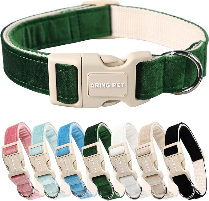 ARING PET Christmas Dog Collar-Cute Green Cotton Puppy Collar for Small Dogs, Adjustable Lightweight Pet Collars with Quick Release Buckle for Small Medium Large Dog