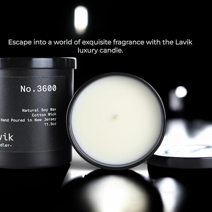Luxury 11.50oz Scented Candle with grounding Base Notes of Birch, Cedarwood, Musk, Oakmoss, and Patchouli. Natural Soy Wax, Cotton Wick, Matte Black Jar. Gift or Elegant Decor for Home & Office