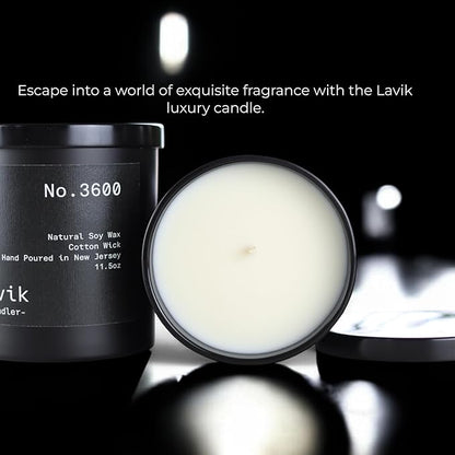 Luxury 11.50oz Scented Candle with grounding Base Notes of Birch, Cedarwood, Musk, Oakmoss, and Patchouli. Natural Soy Wax, Cotton Wick, Matte Black Jar. Gift or Elegant Decor for Home & Office
