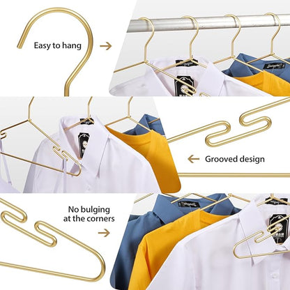 VWV 20 Pack Gold Aluminum Hangers, 16.5 Inch Smooth and Durable Metal Shirt Dress Hanger, Lightweight and Sturdy Metal Hanger, Suit Jacket Dress Hangers