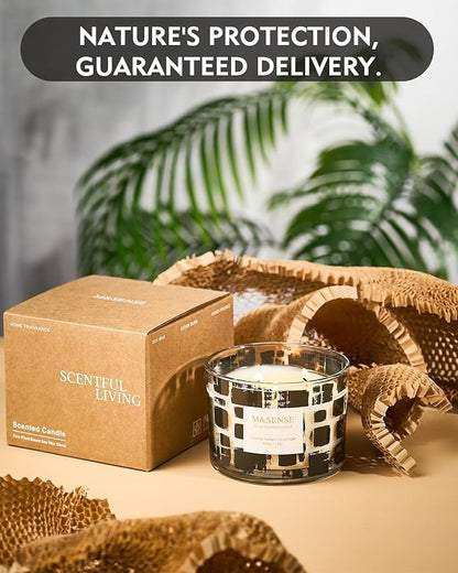 M&SENSE Oud Sandalwood Scented Candle,11.6oz Natural Soy Wax,Non Toxic for Home, 3 Wick Jar Candle, Up to 60 Hours Burn time, Home Decor,Candles for Home Scented