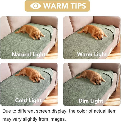 H.VERSAILTEX Non Slip Pet Couch Cover Chenille Dog Bed Protector Thick Soft Sofa Slipcover Pet Friendly Washable Couch Cushion Covers for Pets (52" x 82", Sea Foam)