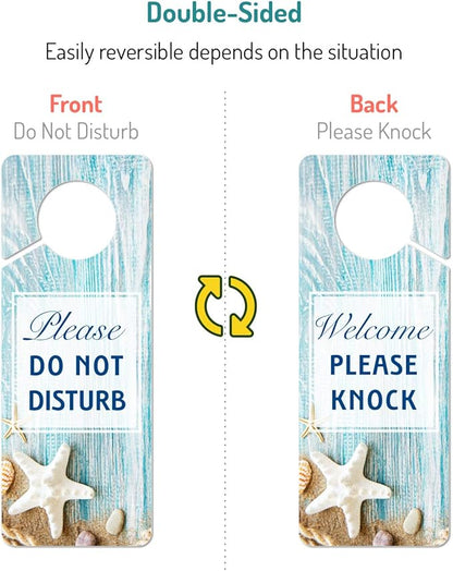 Do Not Disturb Door Hanger Sign, 2 Pack (Printed on Both Sides), 9.3″x3.5″ PVC Plastic, Please Do Not Disturb Sign for Home, Office, Hotel, Bathroom, Bedroom, Counseling, Therapists, Clinic, Starfish