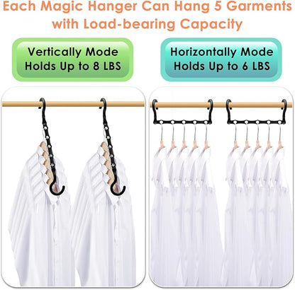College Dorm Room Essentials, Magic Hangers Space Saving Clothes Hanger, Closet Organizers and Storage, Smart Space Saver Sturdy Plastic Hangers with 5 Holes for Heavy Clothes, 6 Pack