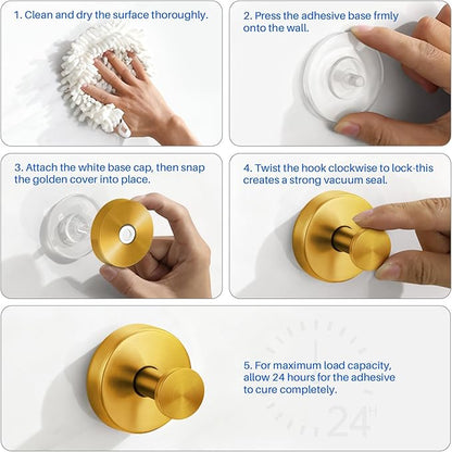 Suction Cup Hooks Stainless Steel Shower Hooks No Drill Towel Hooks Removable Wreath Hanger for Front Door, Bathroom Wall, Kitchen, Glass, Mirror (2 Pack)