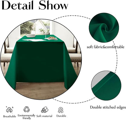 Rectangle Tablecloths 90x132 Inch 10 Pack Dark Green Tablecloth for 6ft Washable Decorative Polyester Table Cloths for 8ft Dining Table Banquets Buffet Parties and Wedding