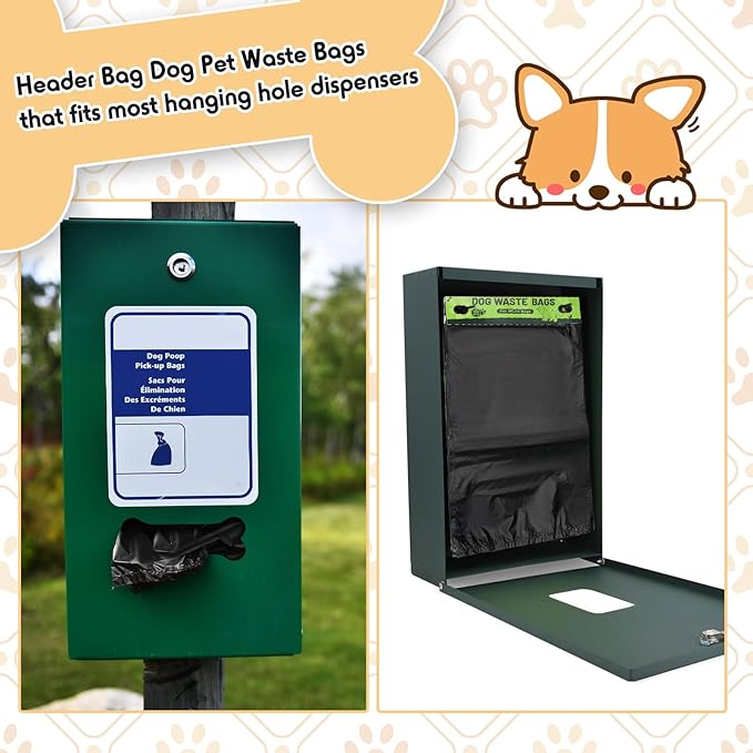 Ireer 1000 Pcs Header Bag Bulk Dog Pet Waste Bags Bulk Poop LeakProof Easy Single Pull Bags for Poop Dog Station Fit Hang Hole Dispenser Pet Waste Bag for Home Outdoor