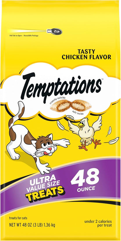 Temptations Cat Treats Classic Crunchy and Soft Cat Treats, Tasty Chicken Flavor, 48 oz. Bag