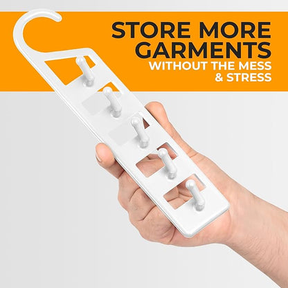 CraftyCrocodile Space Saving Hangers for Clothes - 4 in Pack, Heavy Duty Plastic, Multi Closet Space Savers for Shirts, Pants, Jeans, Sweaters - Hanger Organizer Space Saver, White