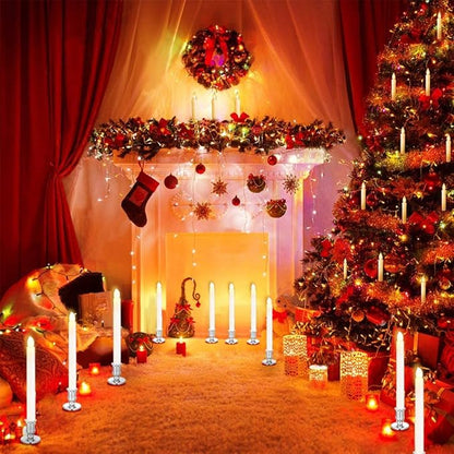 YAUNGEL Window Candles, 20 Pack LED Battery Operated Christmas Candles for Windows with Remote Timer Electric Candle Lights with Removable Candle Holders Suction Cups for Christmas Decorations, Silver