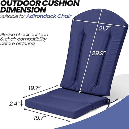 Crestlive Products Adirondack Chair Cushion Outdoor Rocking Chair Cushion Water Resistant 50x20 Inch High Back Patio Replacement Cushions, Navy