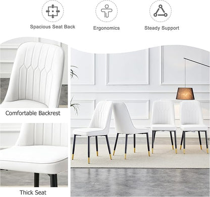 Dining Chairs Set of 4，Modern Dining Chairs, Equipped with PU Leather Backrest Cushions and Metal Legs, Suitable for Restaurants, Kitchens, and Dining Room Chairs
