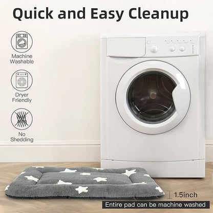 Mora Pets Dog Crate Pad Dog Bed for Crate Washable Flat Pet Kennel Mat Cute | Ultra Soft Dog Bed Mat, Crate Pad for Dog Cages Cozy Sleeping Liner, Pet Pillow Cushion Large Puppy Bed Anti Slip Grey 42x27