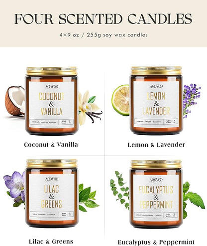 AOOVOO Eucalyptus/Vanilla/Lilac/Lavender Candles - 36 oz Scented Candles, Aromatherapy Candle, Soy Candle for Home Scented