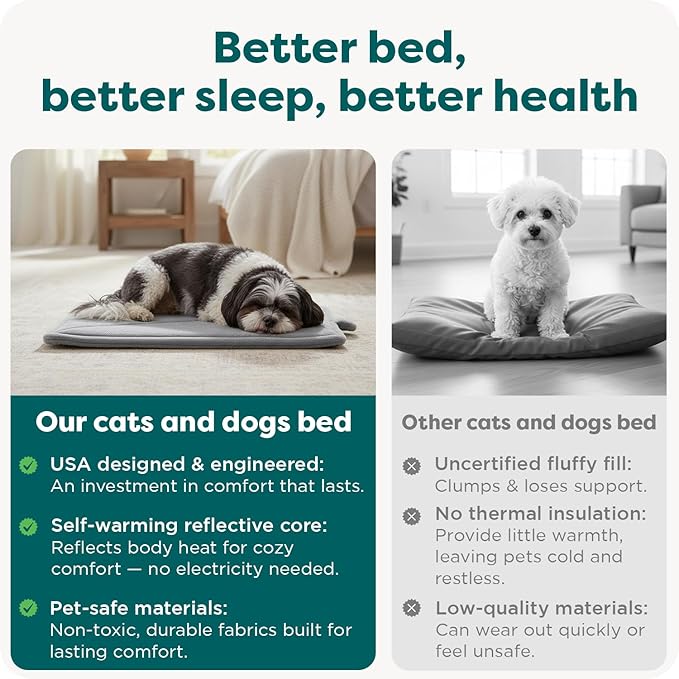 Furhaven ThermaNAP Self-Warming Cat Bed for Indoor Cats & Small Dogs, Washable & Reflects Body Heat - Quilted Faux Fur Reflective Bed Mat - Black, Small