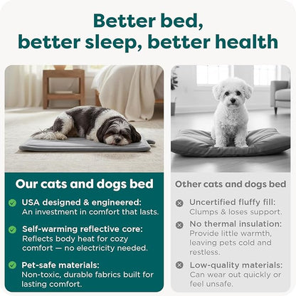Furhaven ThermaNAP Self-Warming Cat Bed for Indoor Cats & Small Dogs, Washable & Reflects Body Heat - Quilted Faux Fur Reflective Bed Mat - Black, Small