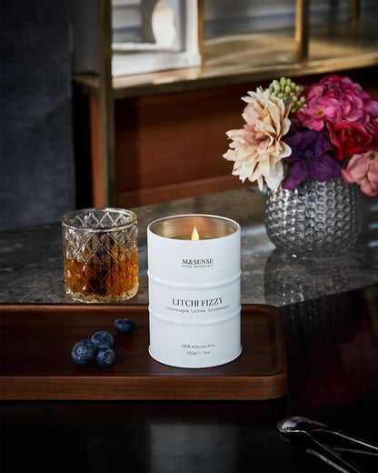 M&SENSE Soy Candles Litchi Fizzy Scented 11.3oz 70 Hour Long Lasting Natural Wax Non Toxic, Summer Candle Cozy Home Decor, Relaxing Aromatherapy Gifts for Women Mom Girlfriend