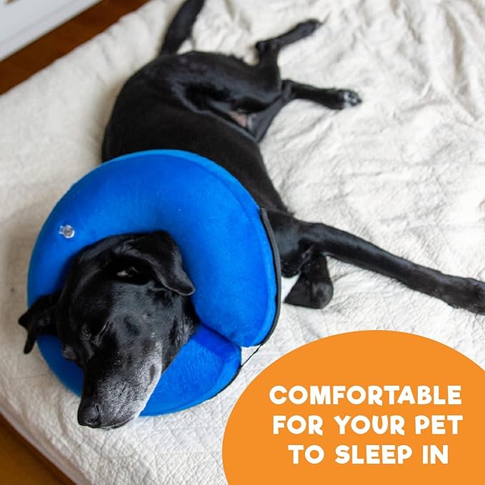 BENCMATE Inflatable Dog Cone Collar Alternative, Soft Dog Cone for Small Medium Large Dogs and Cats, Neck Recovery ECollar Donut Collar After Surgery (Large+, Navy Blue)