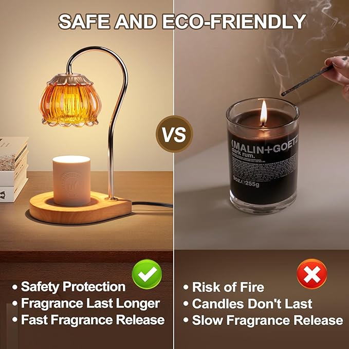 Candle Warmer Lamp with Timer, Dimmable Candle Warmer Lantern Light Gift Electric Fragrance Candle Holders for Warming House Warming Home Decoration Gifts for Women,Orange