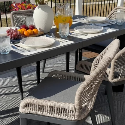 PURPLE LEAF Patio Dining Chair Set 2 Pieces Aluminum Modern Furniture Seating for Garden Kitchen Porch Outdoor Wicker Dining Chairs with Cushions, Dark Grey