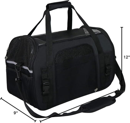 EliteField Soft Sided Pet Carrier (3 Year Warranty, Airline Approved), Multiple Sizes and Colors Available (Medium: 17" L x 9" W x 12" H, Black)