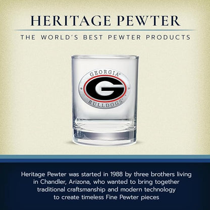 Heritage Pewter Georgia Double Old Fashion | Double Rocks Glass 14 OZ for Liquor | Expertly Crafted Pewter Glass