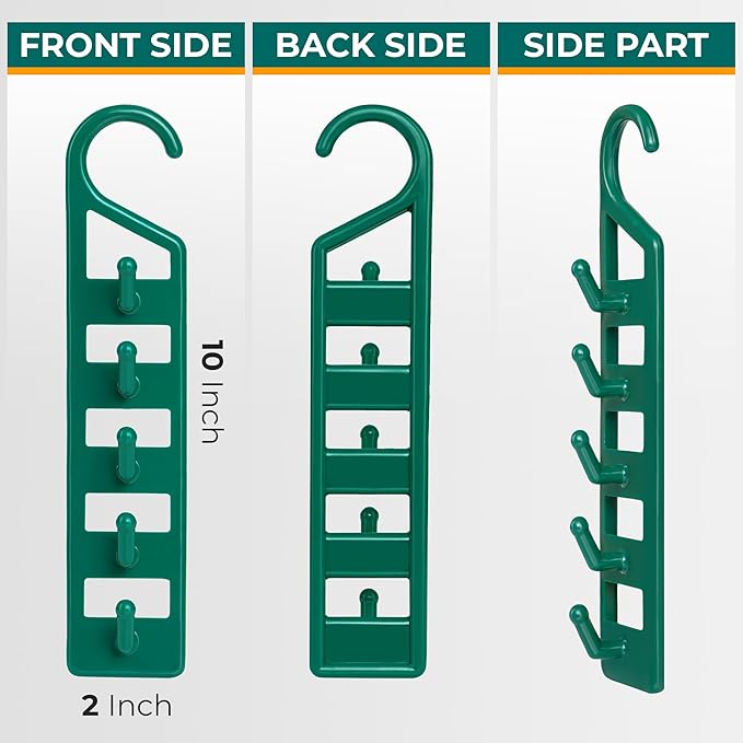 CraftyCrocodile Space Saving Hangers for Clothes - 6 in Pack, Heavy Duty Plastic, Multi Closet Space Savers for Shirts, Pants, Jeans, Sweaters - Hanger Organizer Space Saver