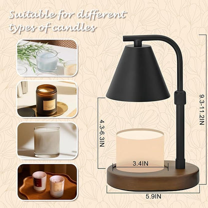 SOKCVSEA Candle Warmer Lamp Timer Height Adjustable, Birthday Gifts for Women Mom Gifts, House Warming Gifts New Home Decor, Wax Melt with 2 Bulbs Blacks