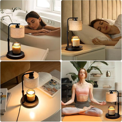 Candle Warmer Lamp with Timer, Dimmable Candle Wax Warmer with 2 Light Bulbs, Height Adjustable Electric Candle Light Scented Candles, Home Room Decor, Gifts for Women Mom