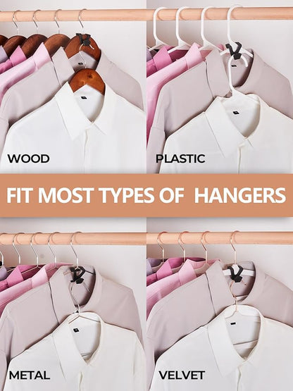 HOUSE DAY Space Saving Hanger Hooks 20 Pack, Black Clothes Hanger Connector Hooks, Heavy Duty Hangers Hook Space Saver, Sturdy Hangers Connector Hook, Premium Cascading Space Saver for Closet