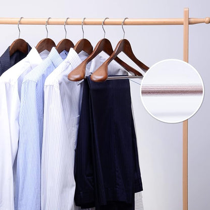 Nature Smile Luxury Wooden Suit Hangers 12 Pack Wood Coat Hangers Jacket Outerwear Shirt Hangers,with Extra-Wide Shoulder, 360 Degree Swivel Hooks & Anti-Slip Bar with Screw(Retro Color)