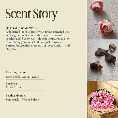 Scented Luxury Candles in Handmade Ceramic Jars, Soy Wax | Canal Rose – Rose Bud & Oud Scented, Large Candle | Non Toxic, 2 Wicks, Reusable Big Pink Jar | Natural Spring Aromatherapy for Women & Men