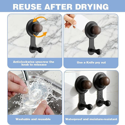 Wreath Hangers for Front Door,Suction Cup Hooks for Shower,Removable No-drill Suction Cup Hook for Door Wreaths/Glass Window/kitchen,Ideal for Holiday/Christmas Door Decoration(2 pcs - 4 suction cups)