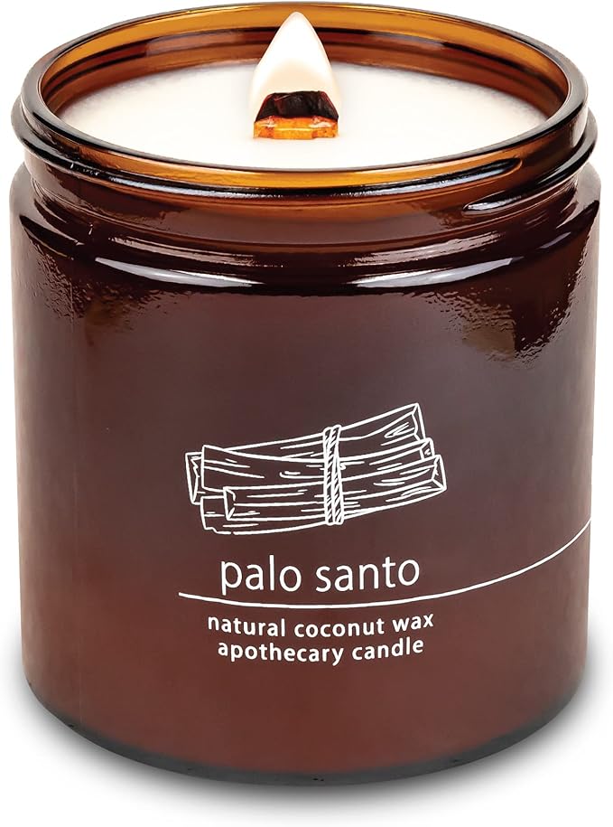 Hemlock Park Crackling Wood Wick Candle Handcrafted with Natural Coconut Wax (Large 16 oz, Palo Santo)