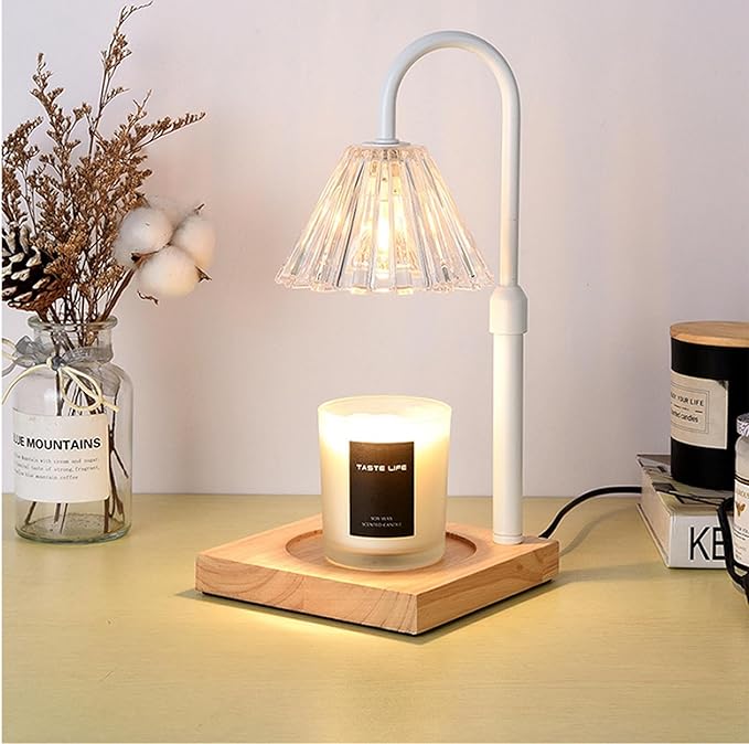 Candle Warmer Lamp with Timer and Dimmer & Includes 2 Bulbs, Electric Wax Candle Lamp Warmer for Jar Candles, Home Decor Aesthetic, and House Warming Gifts - White Glass
