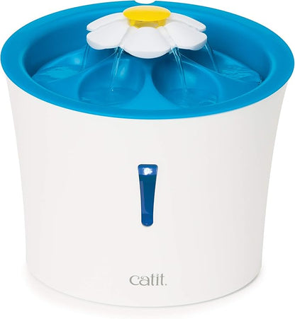Catit LED Flower Fountain with Triple Action Filter, Cat Drinking Water Fountain, 3 L