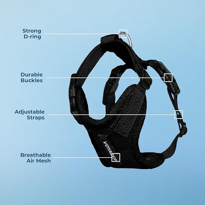 Voyager Step-in Pet Harness - All Weather Mesh, Adjustable Step in Harness for Cats and Dogs by Best Pet Supplies - Black, M