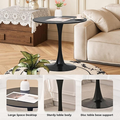 SoarFlash Kitchen Table and Chairs for 2, 24" Dining Table Set for 2 with Boucle Upholstered Chairs, 3 Piece Round Kitchen Table Set, Dining Room Table Set for Small Space, Apartment