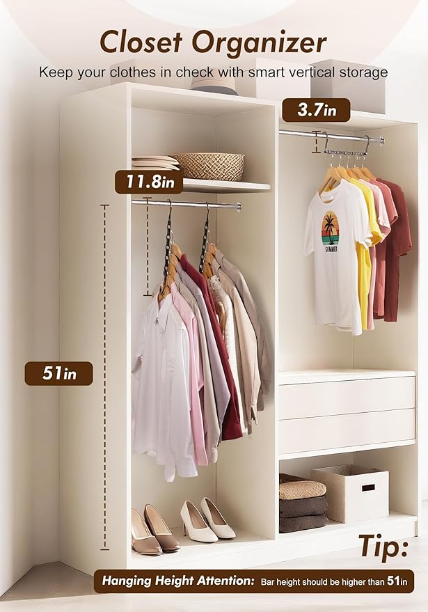 HOUSE DAY Closet Organizers and Storage 6 Pack, College Dorm Room Essentials, Multifunctional Organizer Magic Space Saving Hangers with 5 Holes, Storage Organization for Wardrobe Closet