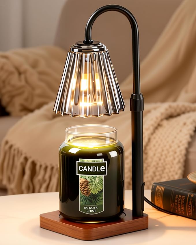 Marycele Black Candle Warmer Lamp with Timer for Yankee Candles, Christmas Birthday Thanksgiving Gifts for Mom Women Sister Her, House Warming Gifts, Office Room Home Decor, Clear Wax Warmer