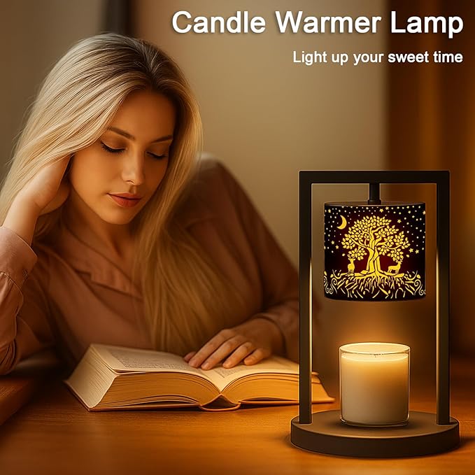 Candle Warmer Lamp with Timer Wax Melt Warmer for Scented Jar Candles Candle Lamp Warmer Gifts for Mom, House Warming Gifts New Home Office Dorm Room Fall Decor(Tree of Life)