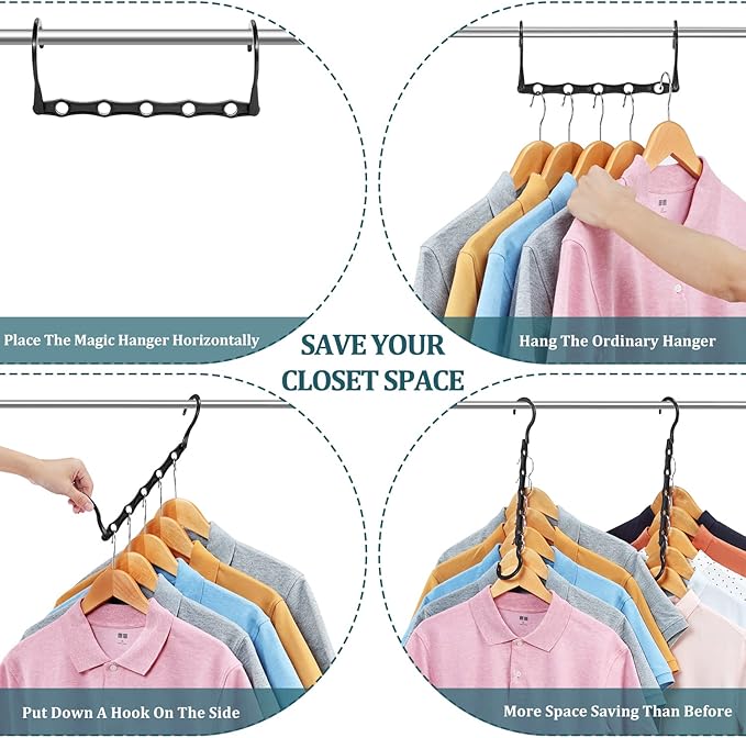 AMKUFO Closet Organizers and Storage 20 Pack Hanger Organizer Magic Hangers Space Saving Hanging Plastic for Heavy Clothes, Dorm Room Bedroom Home RV Car Camper Organization Essentials