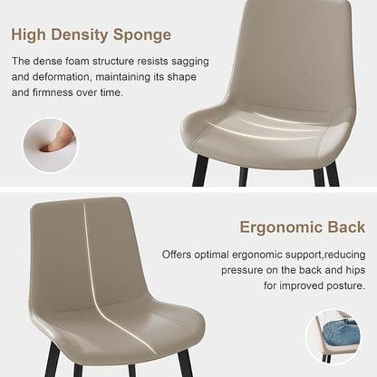 Dining Chairs with Comfortable Backrest and Sturdy Metal Legs, Modern Upholstered PU Leather Kitchen & Office Chairs for Dining Room, Restaurant Or Living Room (White, 4-Set)