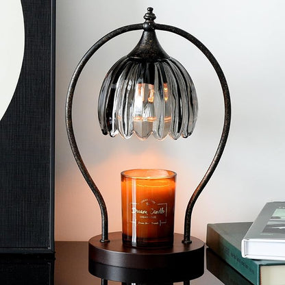 Candle Warmer Lamp, Vintage Dimmable Candle Warmer with Timer, Wax Melts Warmer for Jar Candles Birthday Gifts for Men & Women, House Warming Gifts New Home Decor for Bedroom Living Room, Gray Black
