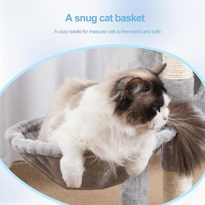 Hey-brother Cat Tree Tower, Scratching Posts with Removable Toys, Cozy Condo, Platform, Hammock, Sisal Scratch Board and Ball for Indoor Kittens, 41.3 Inches, Light Gray MPJ008SW