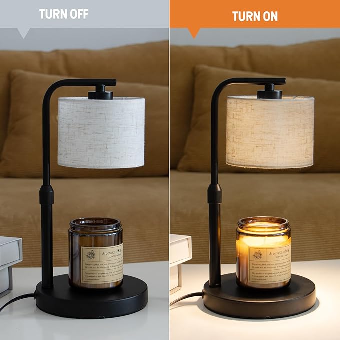 Candle Warmer Lamp with Timer, Dimmable Candle Wax Warmer with 2 Light Bulbs, Height Adjustable Electric Candle Light Scented Candles, Home Room Decor, Gifts for Women Mom