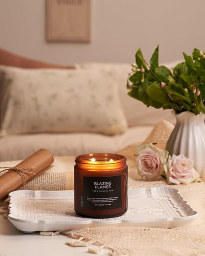M&SENSE Blazing Flame Warm Winter Scented Candles, 11.6oz 70 Hours Long Lasting Candle for Home Decor Housewarming Gift, 2 Cotton Wick Natural Soy Wax Candle for Thanksgiving Chritsmas Holiday